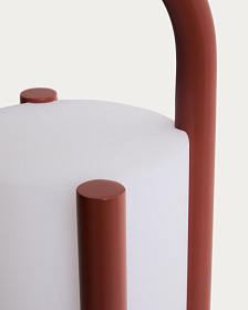 Большая портативная настольная лампа Leros из полиэтилена и стали терракотового цвета