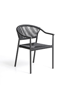 Уличный стул Livadia из серого алюминия и веревки