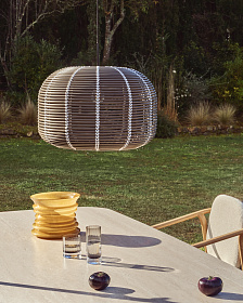 Абажур Garoina для уличного светильника из искусственного бежевого ротанга, 50 см