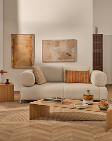 2-местный диван Compo из шенилла цвета экрю с бежевым каркасом, 200 см