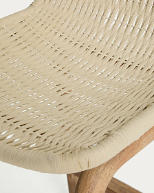 Уличный барный стул Alipa из акации и веревки цвета экрю, 75 см