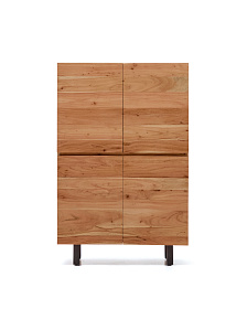 Буфет Uxue из массива акации с беленой отделкой и черной сталью 100 x 155