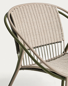 Кресло уличное Atrani из стали и веревки цвета таупе