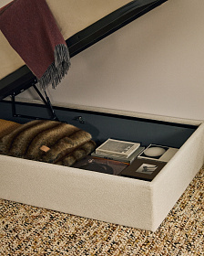 Основание кровати Nelzi из шенилла цвета экрю для матраса 90 x 200 см