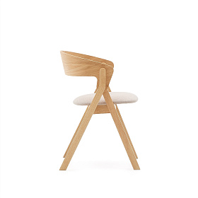 Стул Godia из дерева в натуральном цвете и бежевого шенилла