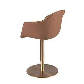 Поворотный стул 4235 из терракотово- бежевой ткани и коричневой экокожи