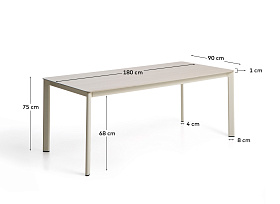 Уличный стол Anafi из спеченного камня и бежевого алюминия 180 x 90см