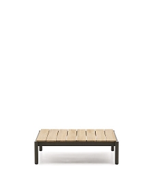 Журнальный столик Sorells из зеленого алюминия и тикового дерева 89 x 91 см