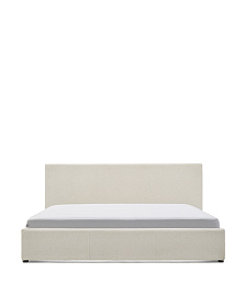 Кровать Nahiri бежевого цвета из шенилла с ящиком для хранения 180 x 200 см