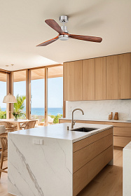 Потолочный вентилятор LANTAU L DC Ш1320 матовый никель/орех 3 P LED 15W TUYA