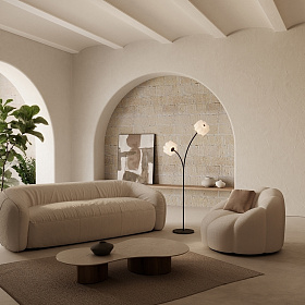 Торшер Flow черный металл/черный мрамор