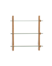 Модульный стеллаж Sitra из массива дуба с 3 стеклянными полками