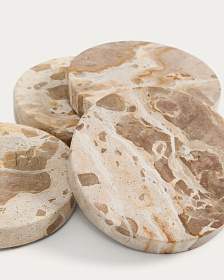 Набор из 4 круглых подставок Malder из бежевого мрамора
