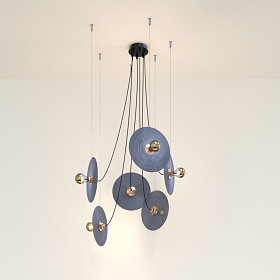 Люстра Fest 6L с темно-синими стеклянными дисками 1223