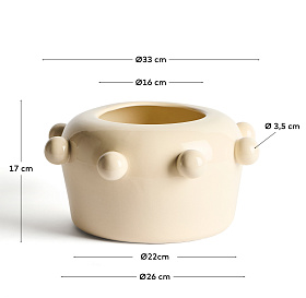 Ваза Odra из кремовой керамики с глянцевой отделкой, 17 см