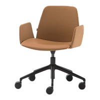 Мягкий стул Unnia с 5-спицевой алюминиевой поворотной основой + газлифт + обитые подлокотники