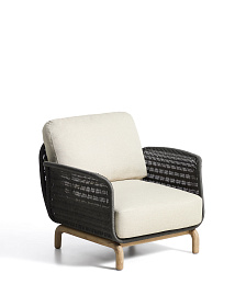 Уличное кресло Alipa из акации и веревки темно-серого цвета