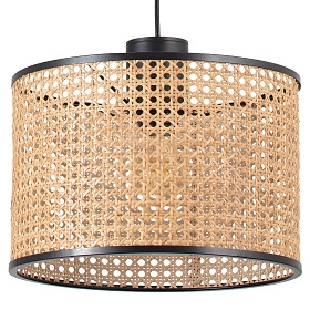 Подвесной светильник черный/ротанг ø32 с вилкой