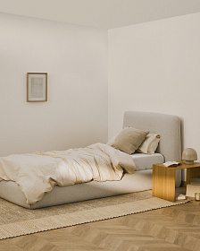 Кровать Martina со съемным чехлом из шенилла цвета экрю 90 x 200