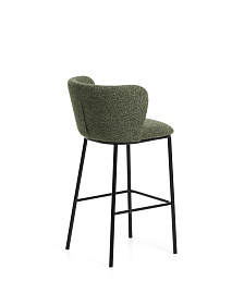 Барный стул Ciselia из темно-зеленого шенилла с ножками из черной стали