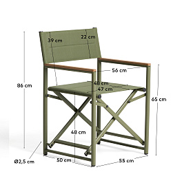 Складной уличный стул Tisno из зеленого алюминия и зеленого текстиля