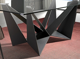 Прямоугольный обеденный стол 1128/CT2061-RECT-NE 180x95 стеклянный с черными ножками