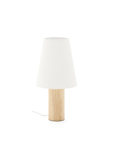 Настольная лампа Marga из массива каучукового дерева с натуральной отделкой