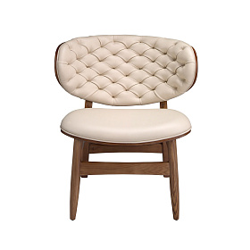 Кресло 5141 из ореха и экокожи песочного цвета