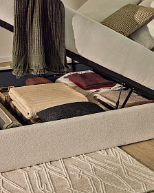 Основание кровати Nelzi из шенилла цвета экрю для матраса 160 x 200 см