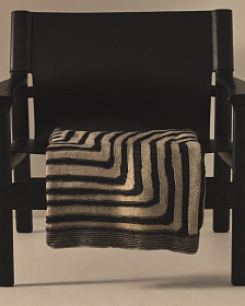 Плед Oreli из черного хлопкового жаккарда с узором «зебра» 130 x 170 см