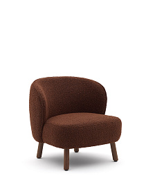 Кресло Ulit из терракотовой ткани букле с ножками из ясеня с отделкой под орех