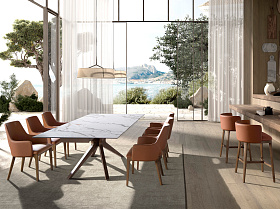 Барный стул 4158 из коричневой экокожи