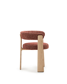 Granite Стул на 3 ножках из терракотового шенилла и массива ясеня в натуральной отделке