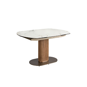 Раздвижной обеденный стол 1165 из ореха и белой керамики