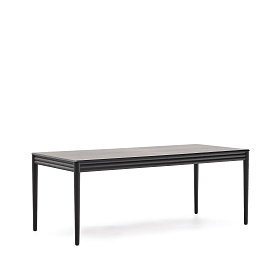 Раздвижной стол Lenon черный из шпона и массива дуба 200(280)x90