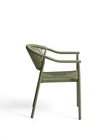 Уличный стул Livadia из зеленого алюминия и веревки