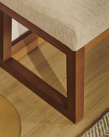 Банкетка Loya из бежевого шенилла и бука с отделкой орех 128 см