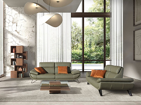 2-местный кожаный диван 6246 оливкового цвета