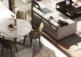 Обеденный стол Yarkon 150 Carrara мрамор/черный