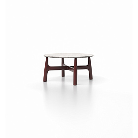 SERRA Уличный журнальный стол круглый BURGUNDY со столешницей CREAM PORCELAIN