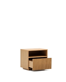 Прикроватная тумбочка Helvine с 1 ящиком из дубового шпона 60 x 52 см