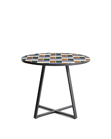 Уличный стол Tella из зеленой стали с разноцветной плиткой 90 см