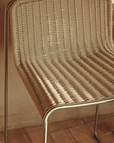 Уличный полубарный стул Tavari из бежевой веревки и стали