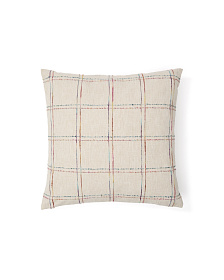 Nety Бежевый чехол для подушки с разноцветной клетчатой вышивкой 45 x 45 см