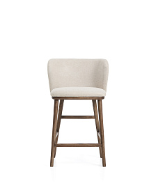 Полубарный стул Ciselia из бежевого шенилла с ножками из ясеня в отделке орех