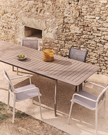 Уличный стул Luri из алюминия цвета таупе и бежевого текстиля