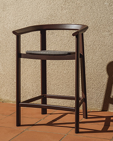 Уличный полубарный стул Erice из алюминия и веревки коричневого цвета, 75 см