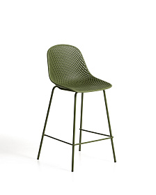 Уличный полубарный стул Quinby из зеленой стали и пластика 65 см