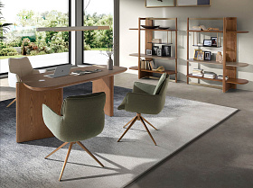 Стеллаж правый 3299 с полками из ореха и серо-бежевого лака