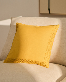 Чехол для подушки Luadia из желтого хлопка с плиссировкой, 50 x 50 см